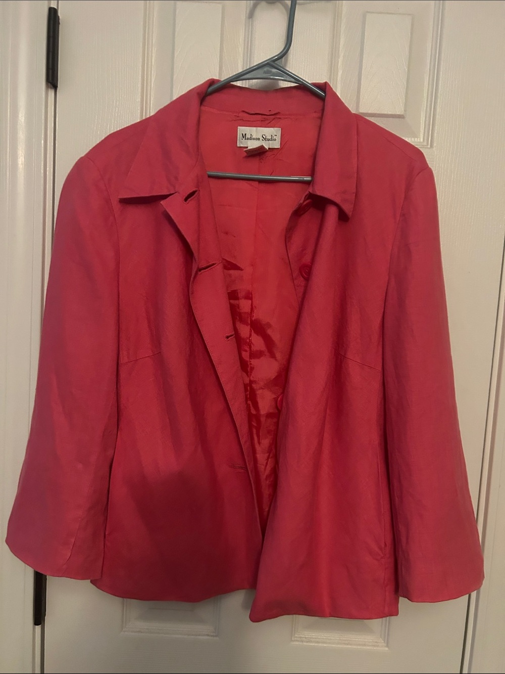 Madison Studio Pink-Red Satin Open Blazer